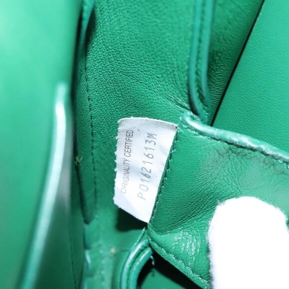 BOTTEGA VENETA Chain Hand Bag Leather 2way Gold Green Auth PP350AV - Picture 15 of 16